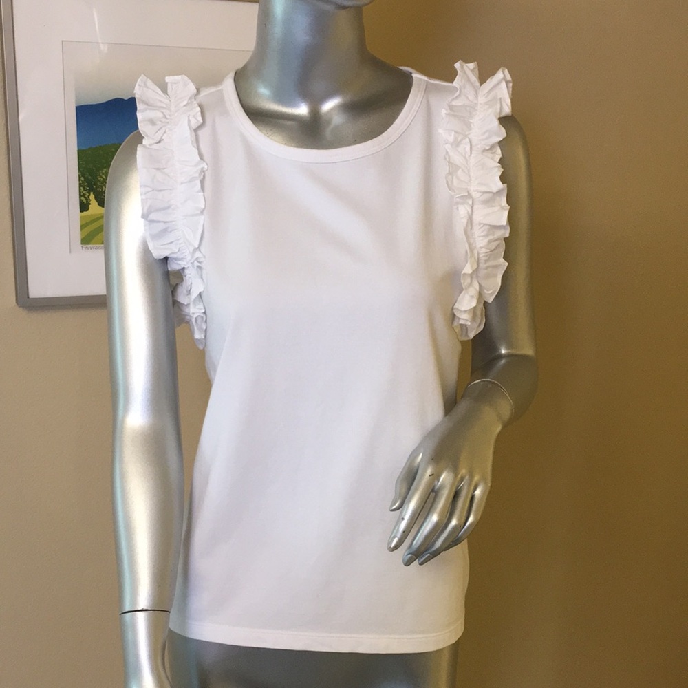 WHBM | Ruffle Trim Tank Color: white - Picture 5 of 11